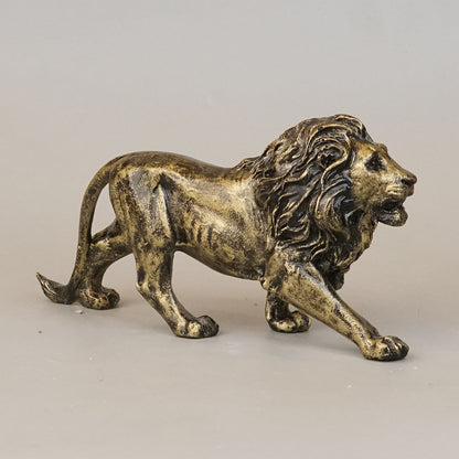 Majestic Stalking Lion Decor Statue - Antique Brass