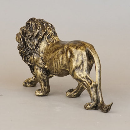 Majestic Stalking Lion Decor Statue - Antique Brass
