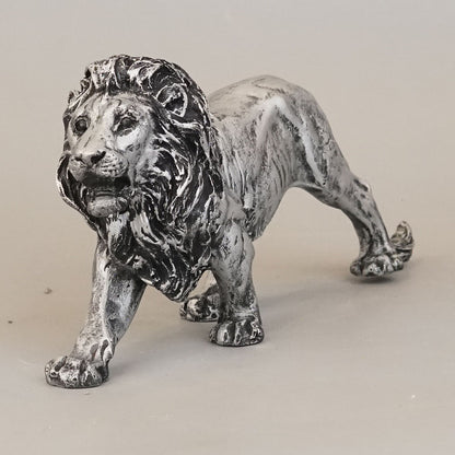 Majestic Stalking Lion Decor Statue - Antique Silver
