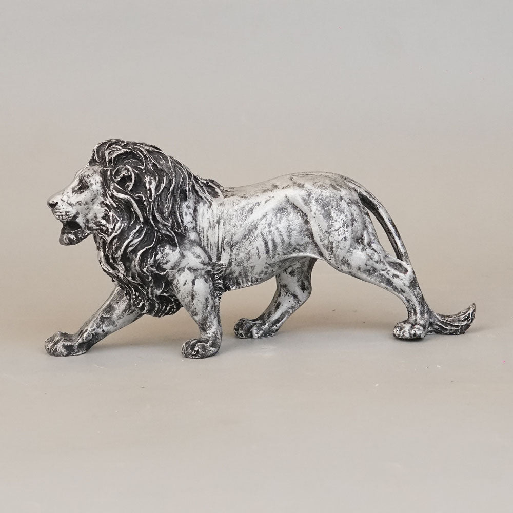 Majestic Stalking Lion Decor Statue - Antique Silver
