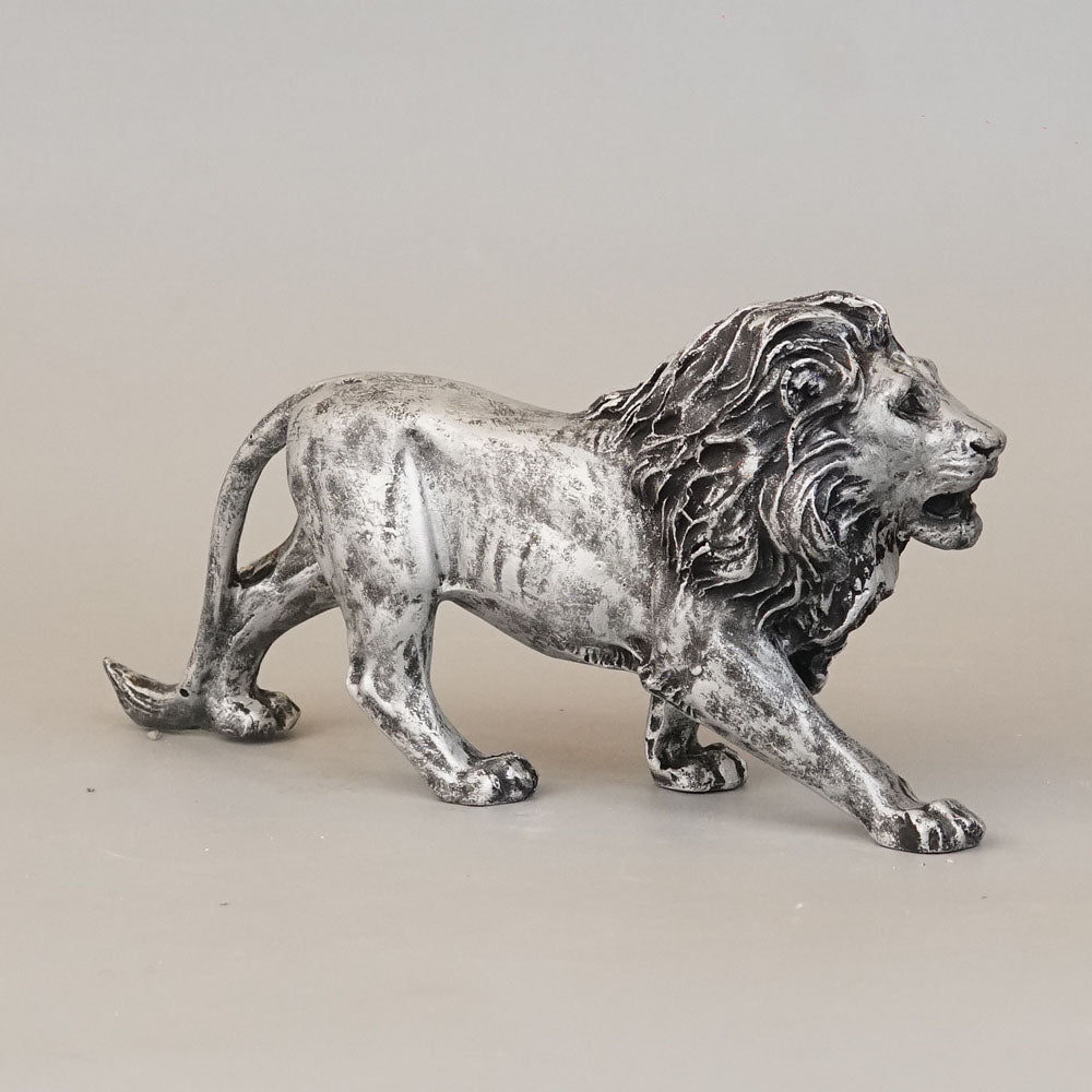 Majestic Stalking Lion Decor Statue - Antique Silver