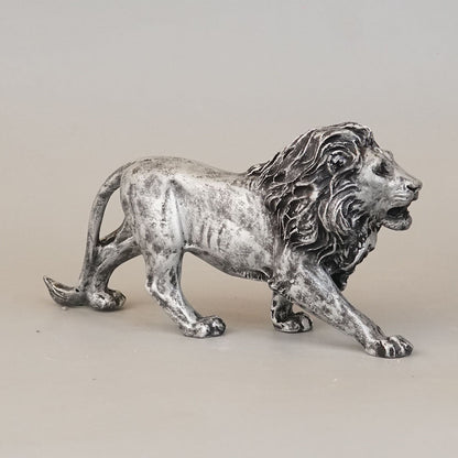 Majestic Stalking Lion Decor Statue - Antique Silver