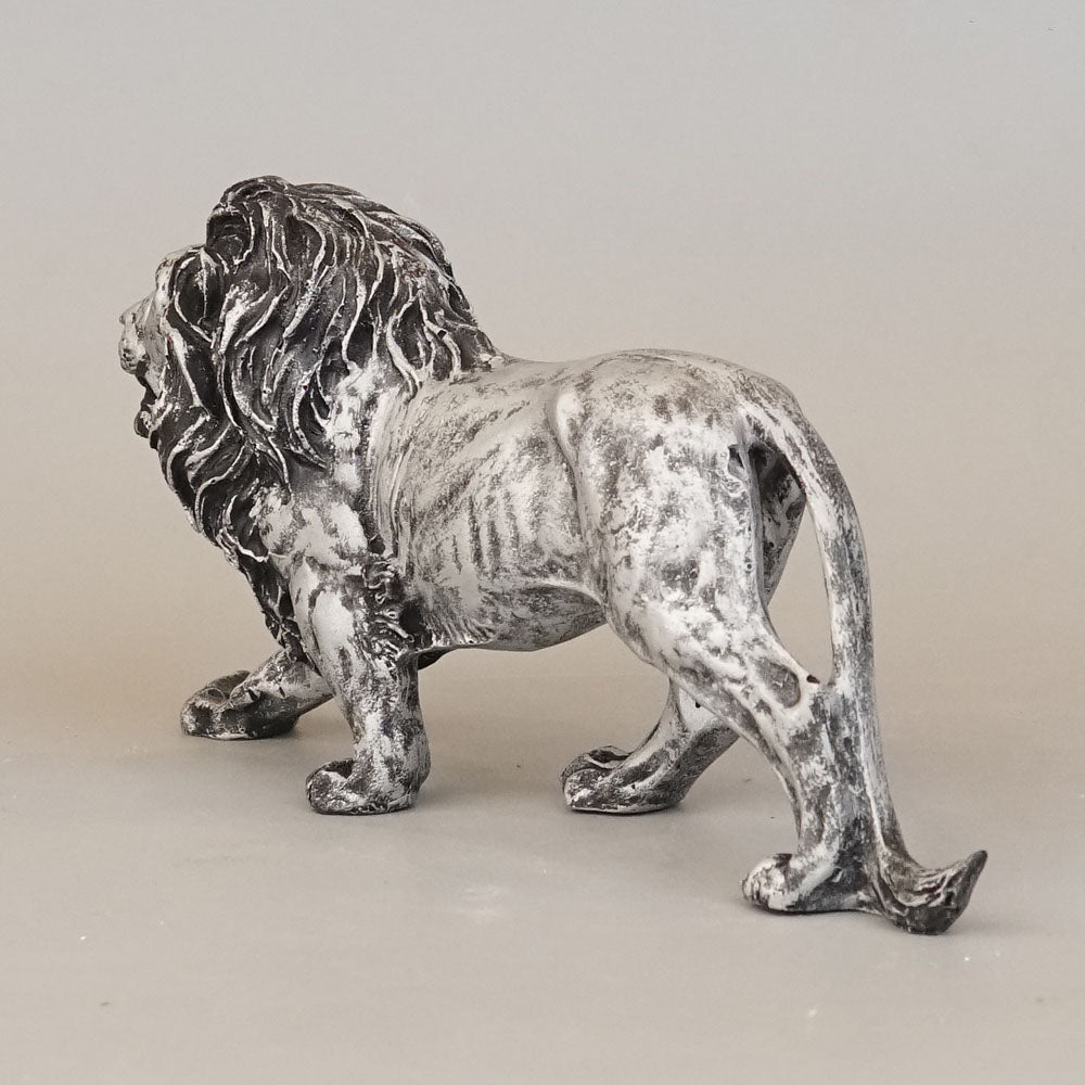 Majestic Stalking Lion Decor Statue - Antique Silver