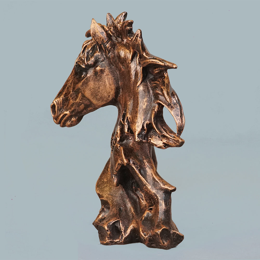 Sophisticated Antique Copper Abstract Horse Head Sculpture