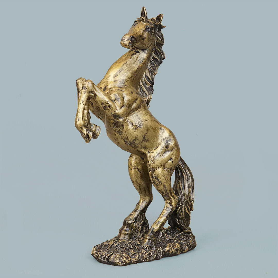 Abstract Horse Bust Decor Statue - Antique Brass