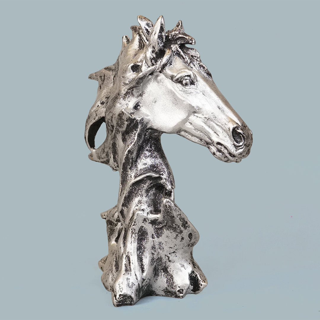 Sophisticated Antique Silver Abstract Horse Head Sculpture