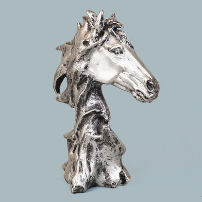Sophisticated Antique Silver Abstract Horse Head Sculpture
