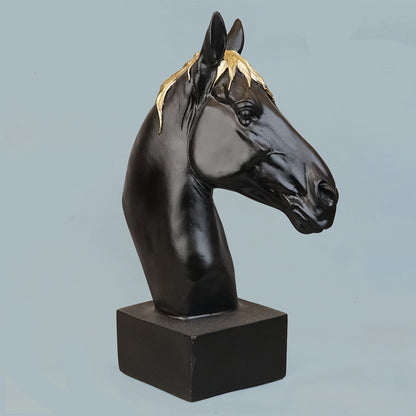 Horse Head Decor Statue - Black Edition