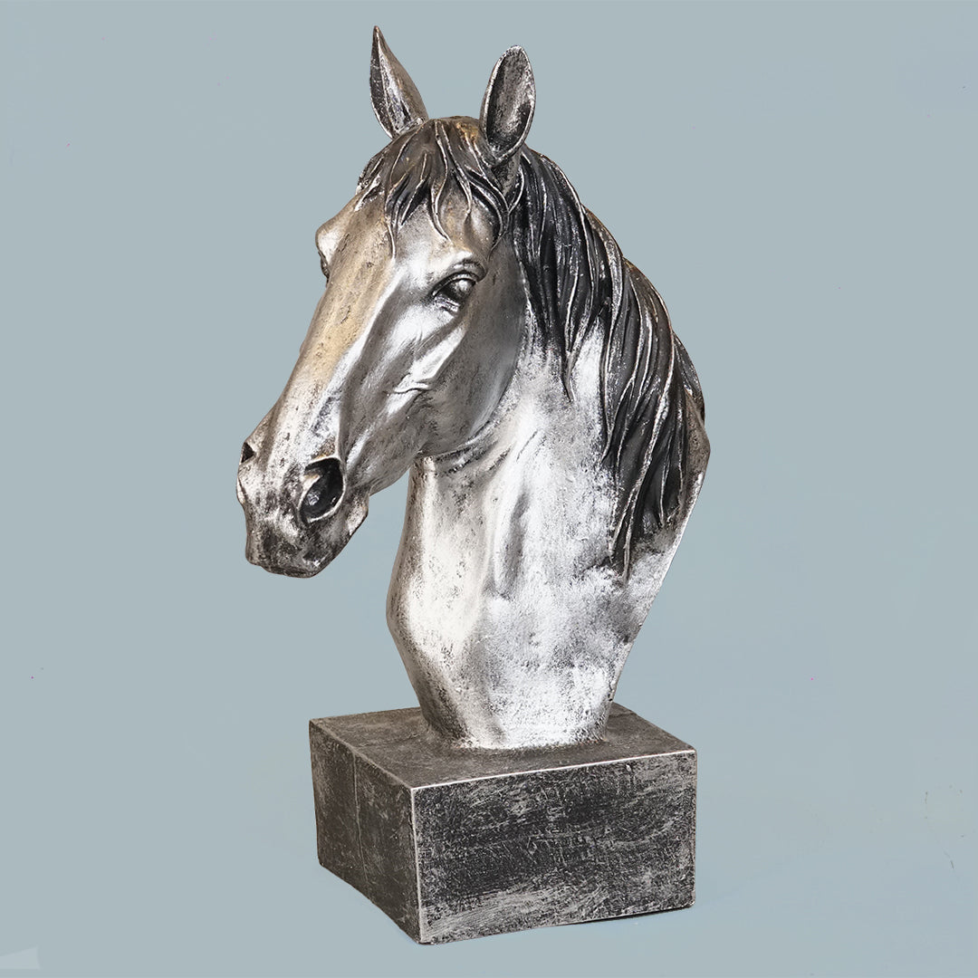 Horse Head Decor Statue - Antique Silver