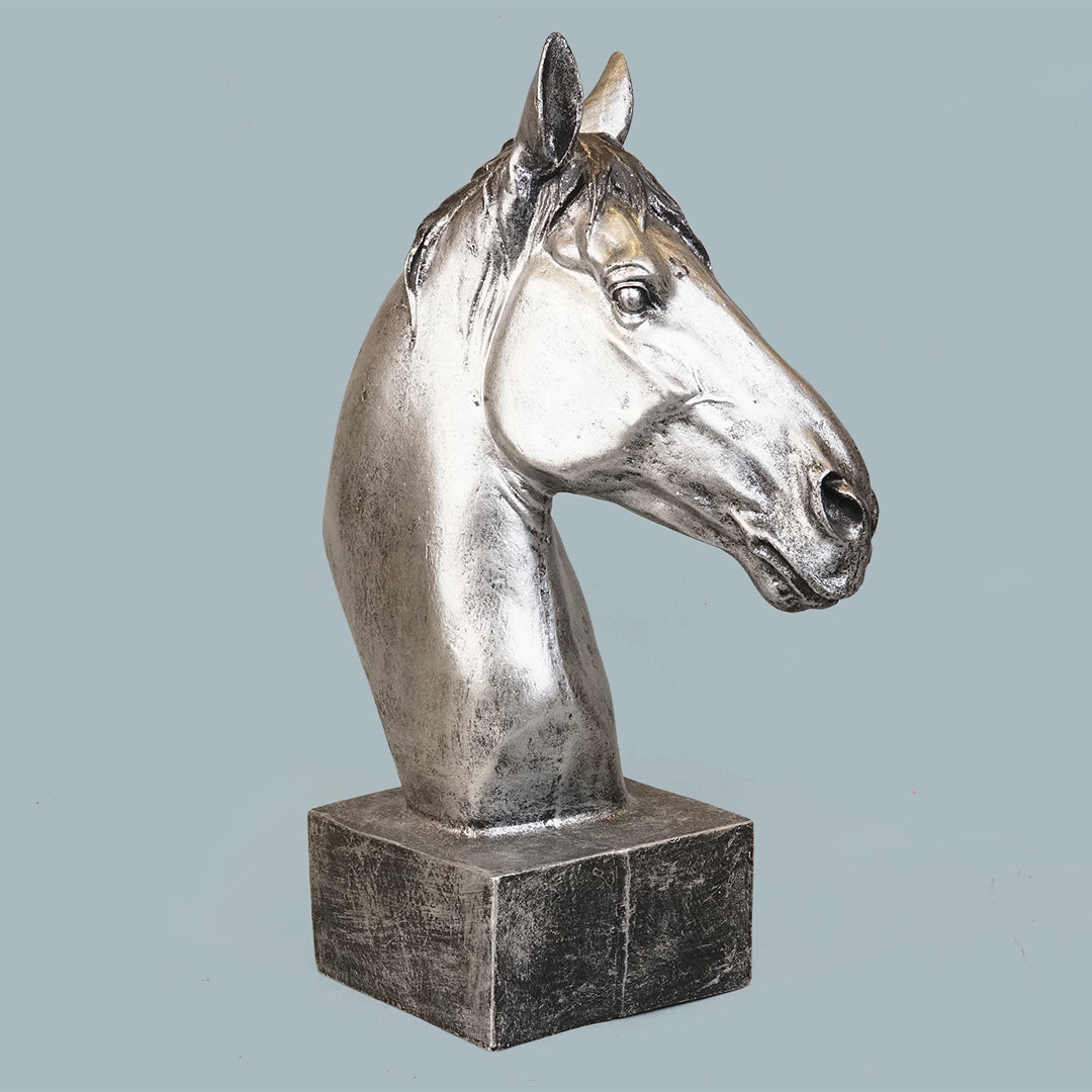 Horse Head Decor Statue - Antique Silver