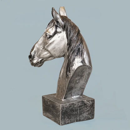 Horse Head Decor Statue - Antique Silver