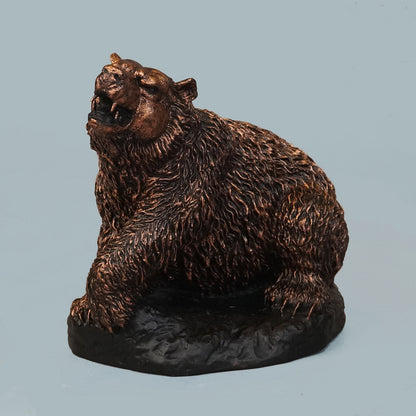 Royal Roaring Grizzly Bear Statue - Antique Copper