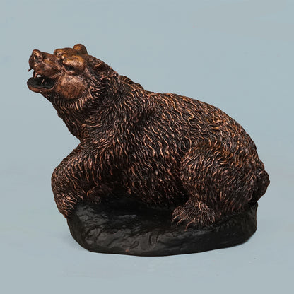 Royal Roaring Grizzly Bear Statue - Antique Copper