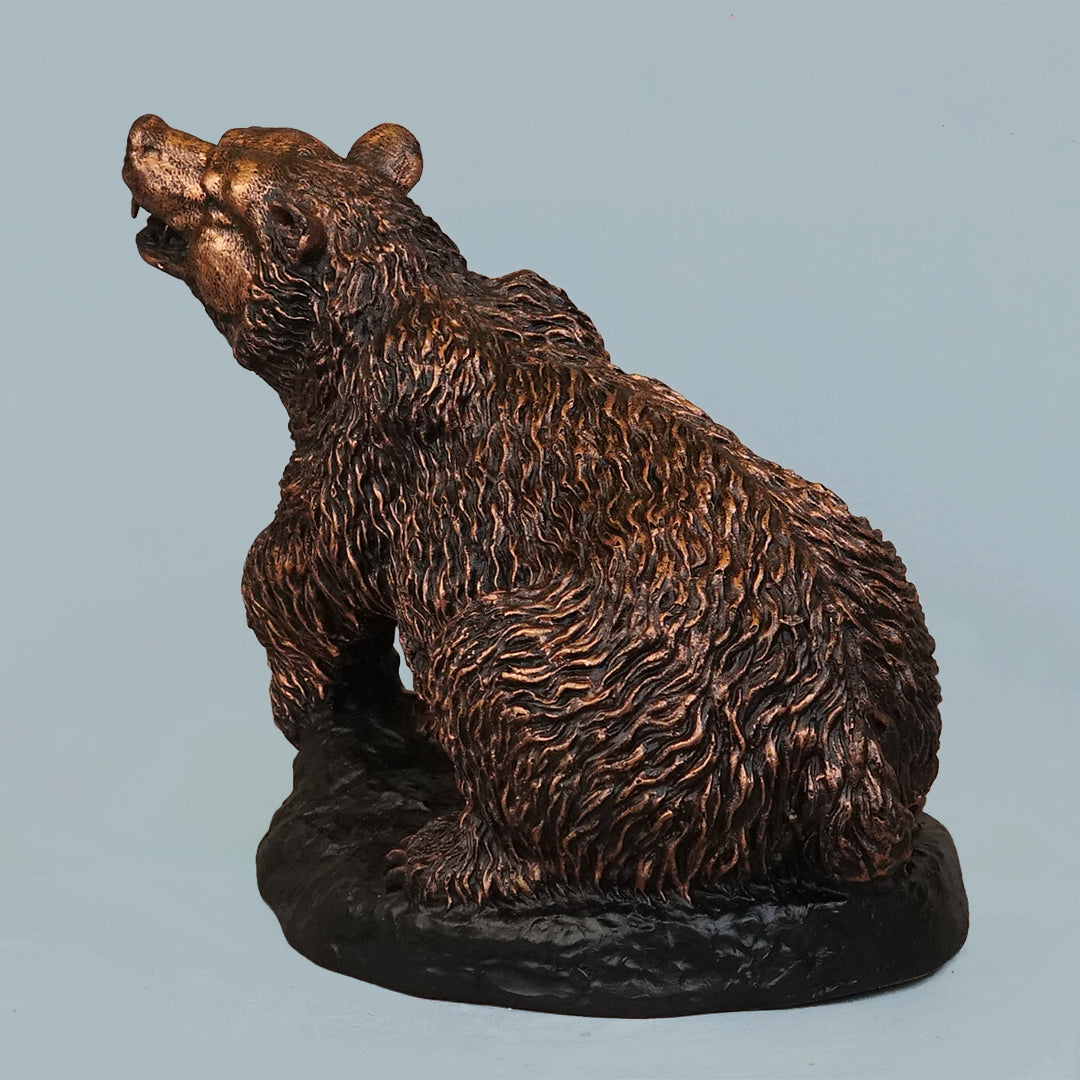 Royal Roaring Grizzly Bear Statue - Antique Copper