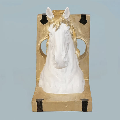 Royal White & Gold Horse Head Bookends