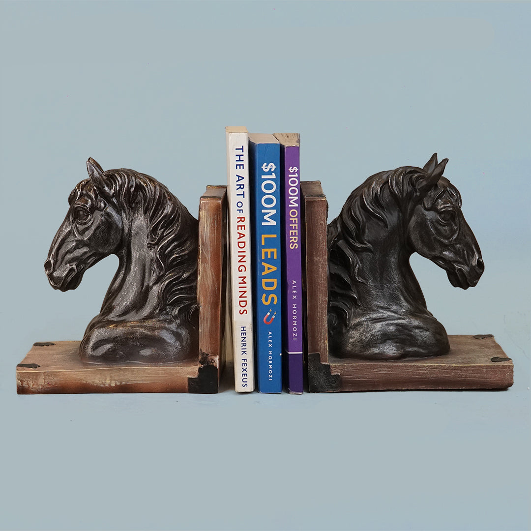 Royal Copper Horse Head Bookends