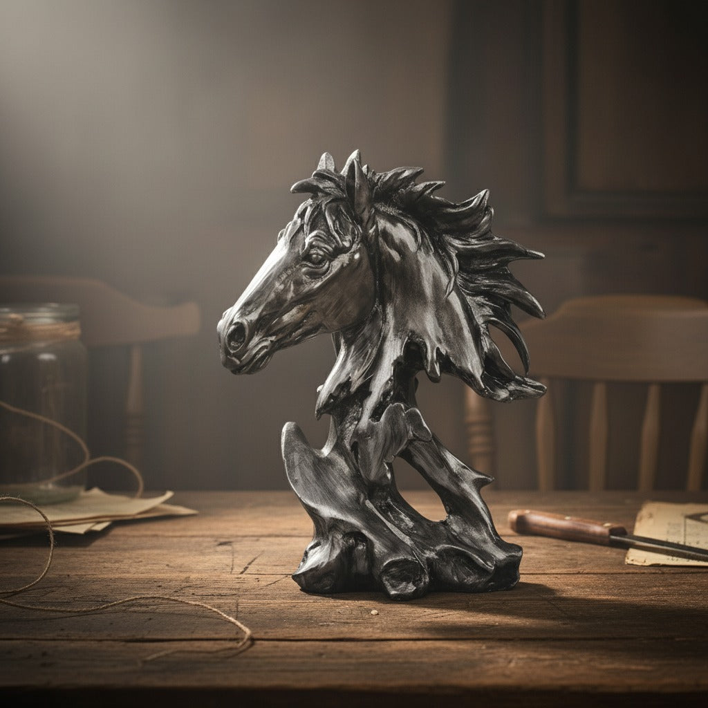 Sophisticated Antique Silver Abstract Horse Head Sculpture