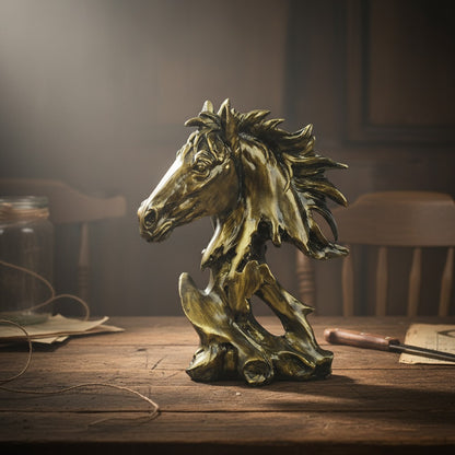 Antique Brass Abstract Horse Head Decor Statue