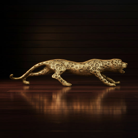 Leopard Decor Statue-antique brass