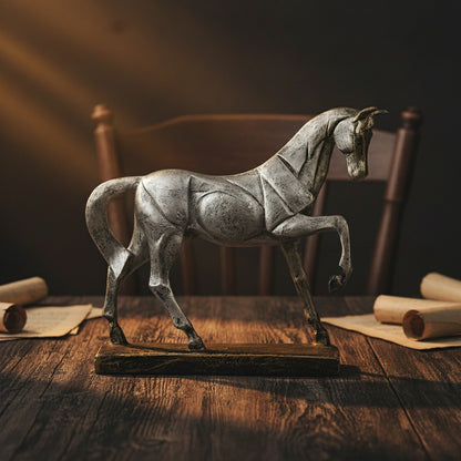 Sophisticated Antique Silver Resin Horse Sculpture