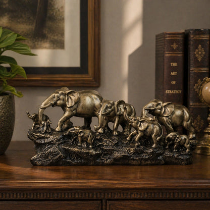 Royal Elephant Family - Antique Brass Collection