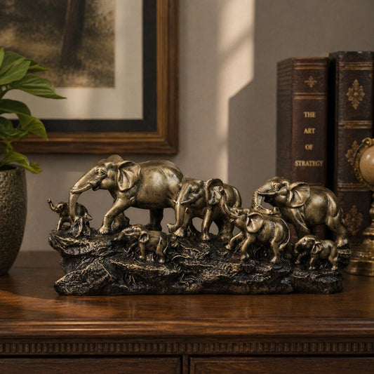 Royal Elephant Family - Antique Brass Collection