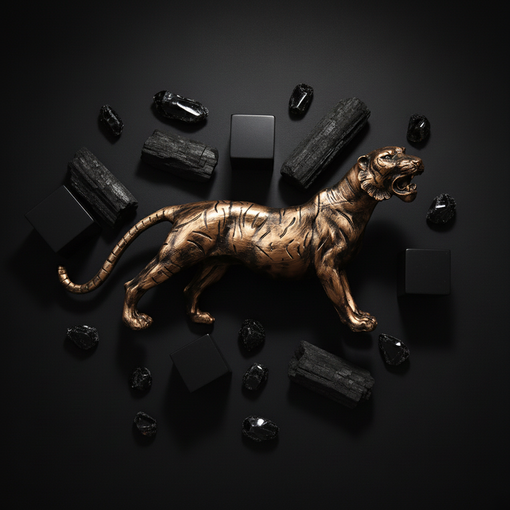 Copper Stalking Feline Decor Statue