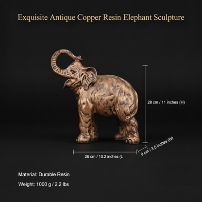 Antique Copper Elephant Sculpture