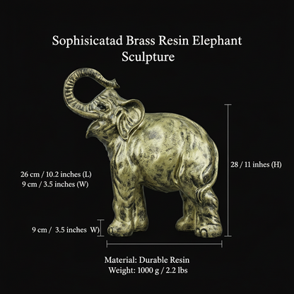 Antique Brass Resin Elephant Sculpture