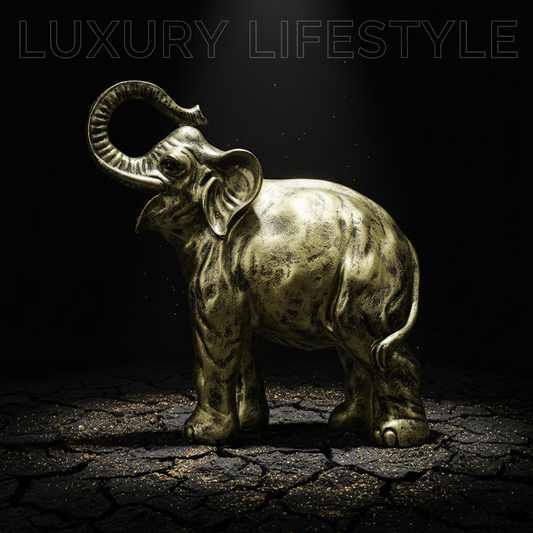 Sophisticated Antique Brass Resin Elephant Sculpture