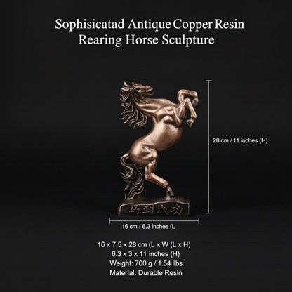 Royal Rearing Horse Decor Statue - Antique Copper
