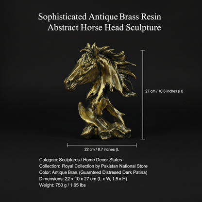 Antique Brass Abstract Horse Head Decor Statue