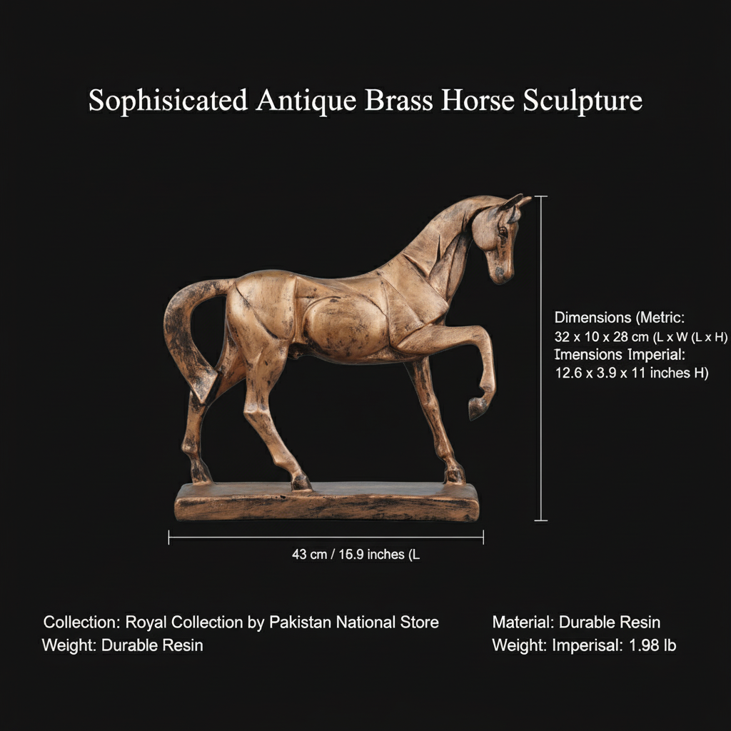 Royal Geometric Horse Statue - Antique Copper
