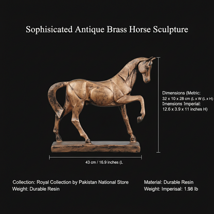Royal Geometric Horse Statue - Antique Copper