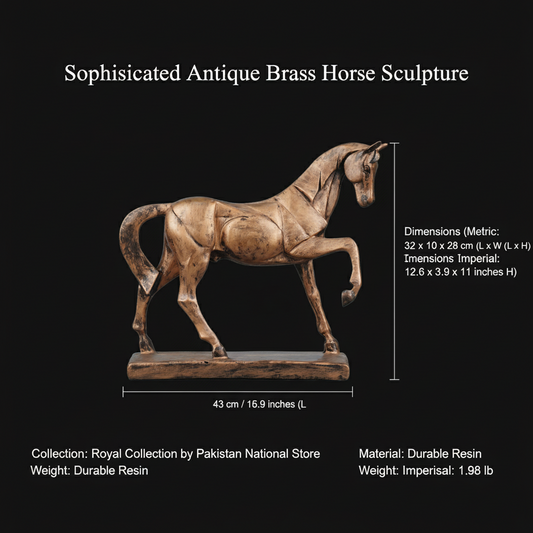Sophisticated Antique Copper Resin Horse Sculpture