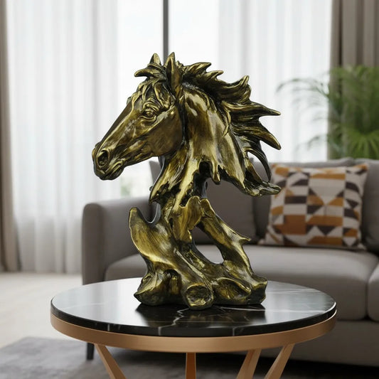 Antique Gold - Abstract Horse Head Decor Statue