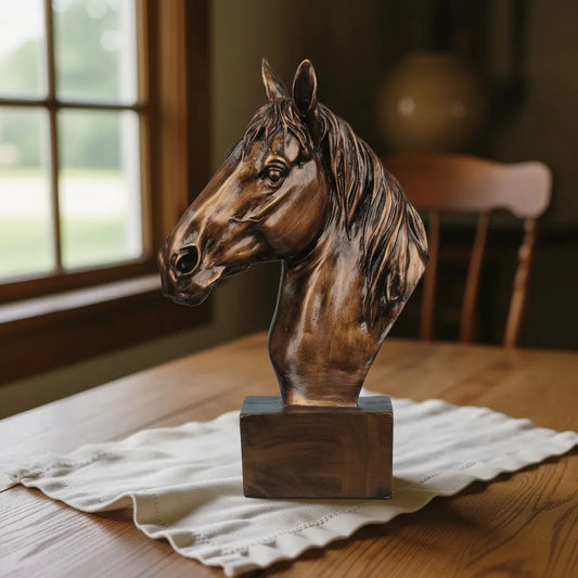 Horse Head Decor Statue - Antique Copper