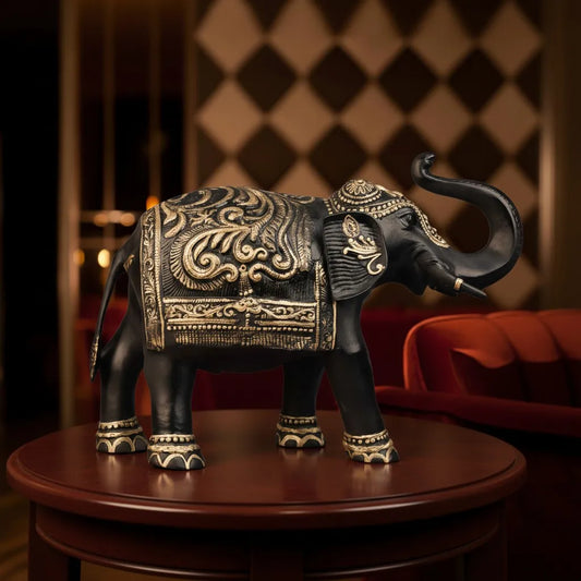 Royal Ceremonial Elephant - Onyx Black & Golden