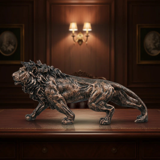 Stalking Lion Decor Statue - Antique Copper