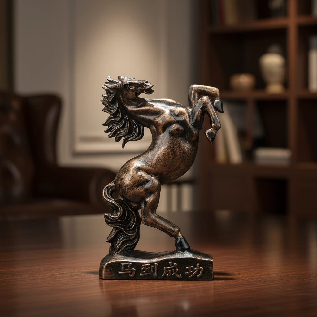 Royal Rearing Horse Decor Statue - Antique Copper