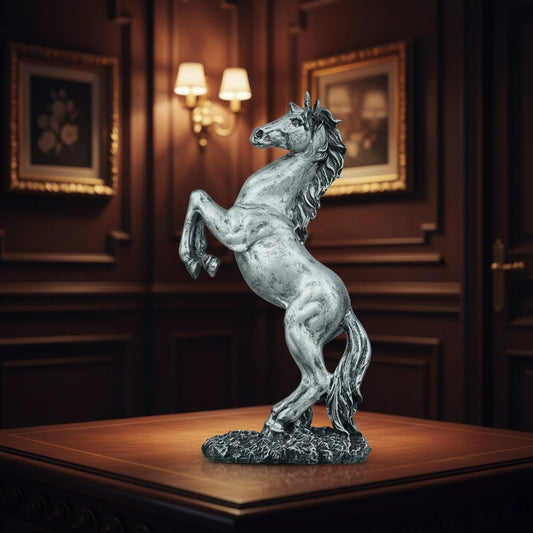 Abstract Horse Bust Decor Statue - Antique Silver