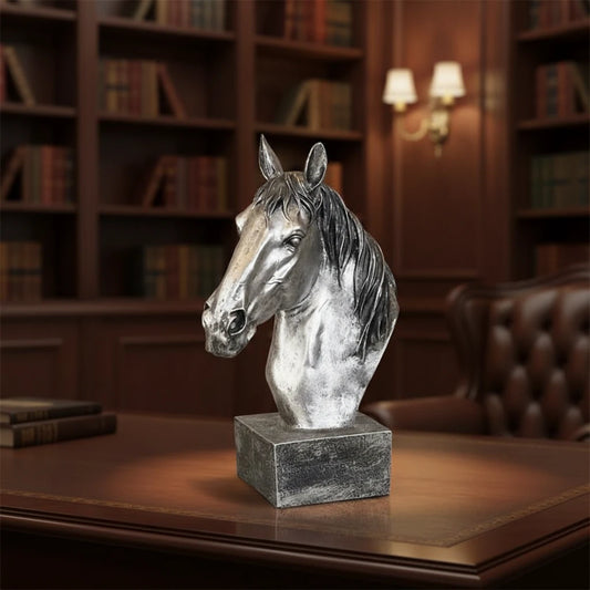 Horse Head Decor Statue - Antique Silver