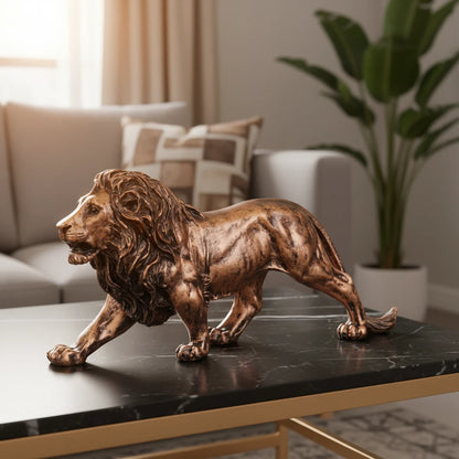 Majestic Stalking Lion Decor Statue - Antique Copper