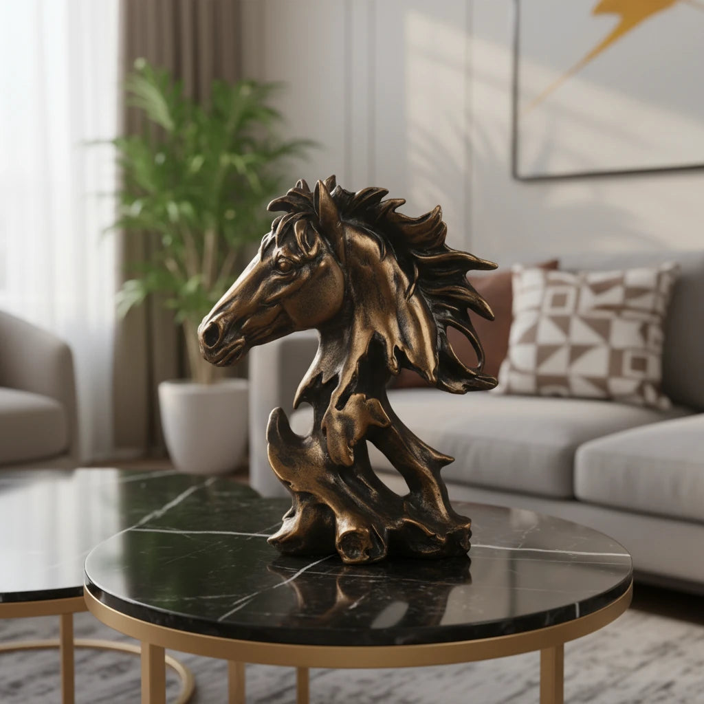 Sophisticated Antique Copper Abstract Horse Head Sculpture