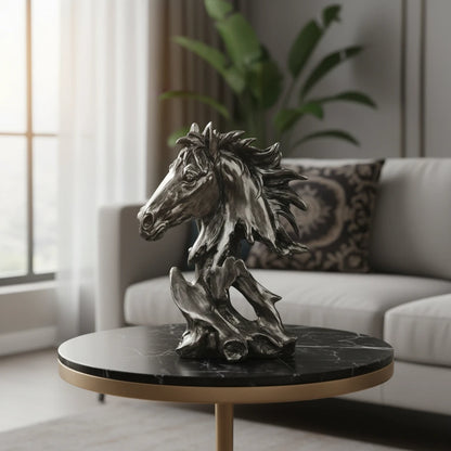 Sophisticated Antique Silver Abstract Horse Head Sculpture