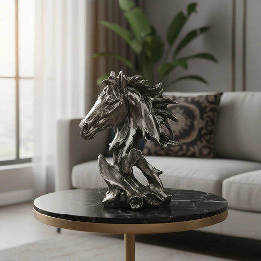Sophisticated Antique Silver Abstract Horse Head Sculpture