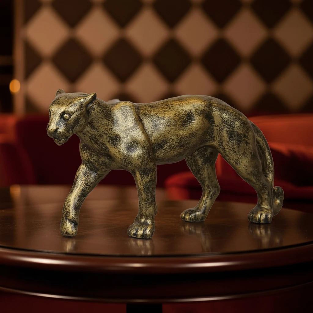 Royal Prowling Jaguar - Antique Brass