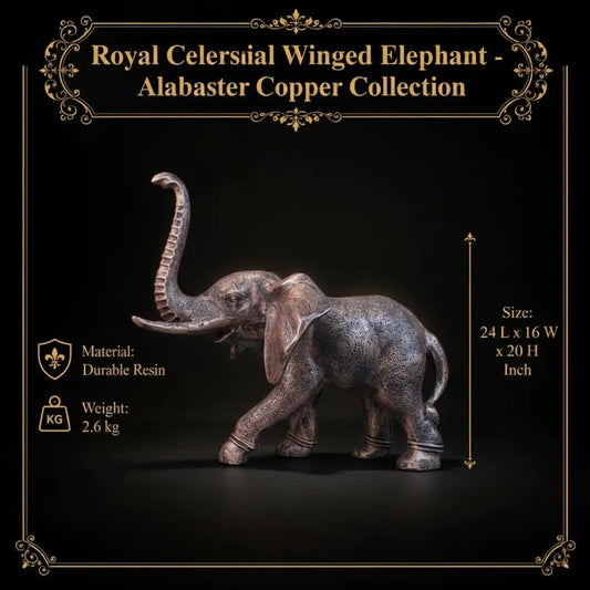 Royal Celestial Winged Elephant - Alabaster Copper Collection