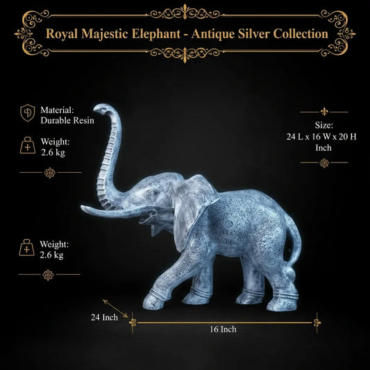 Royal Majestic Elephant - Antique Silver Collection