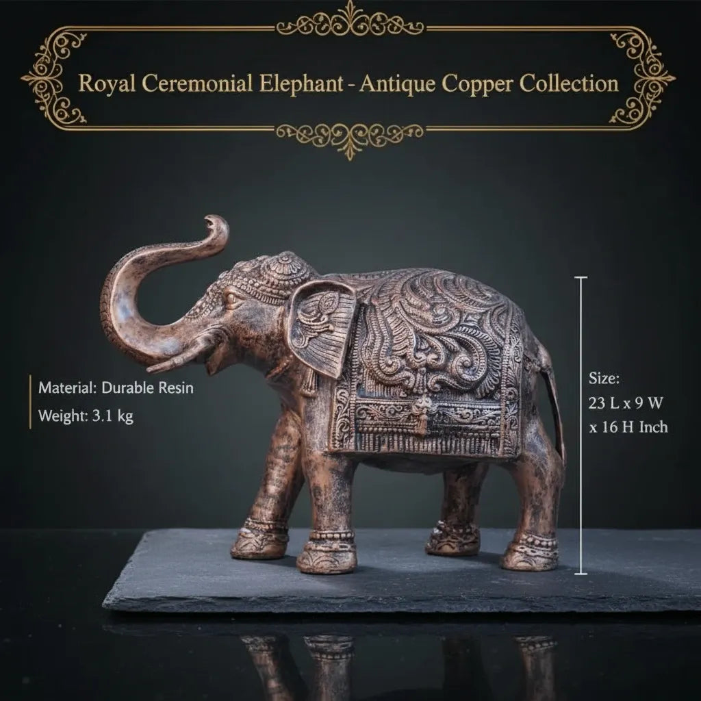 Royal Ceremonial Elephant - Antique Copper Collection